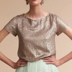 Worn 2x - BHLDN Ellery Gold Sequin Top - Size - Small